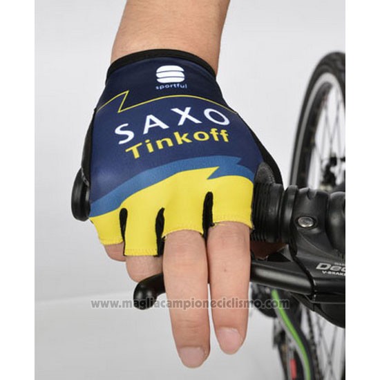 2014 Saxo Bank Guanti Corti Ciclismo Giallo